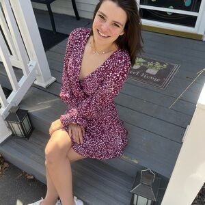 Elegant Purple Polka Dot Dress